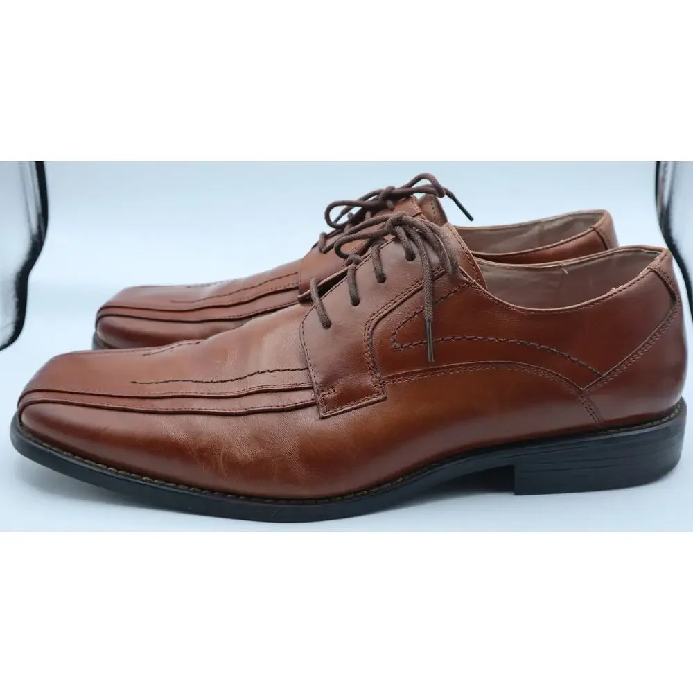 Stacy Adams SQUARE TOE Brown Leather Oxford Dress Shoe Men 12 Lace Up Work